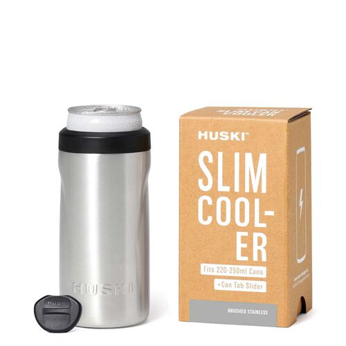 Huski Slim Can Cooler Brushed Stainless